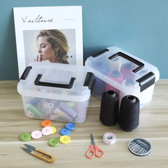 4 Pieces 2 L Clear Mini Plastic Storage Box, Tiny Clear Storage Bin {3}