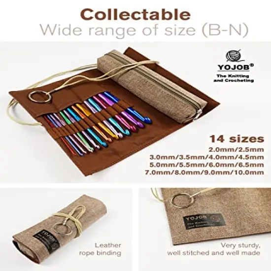 14 Sizes Crochet Hooks Kit, Super Smooth Crochet Hook Needle for Beginners or Advanced (Coffee) {3}