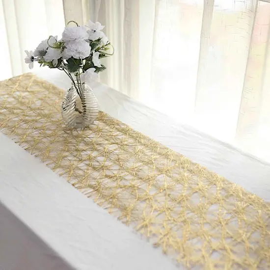12x108 in Metallic Non Woven Fiber Polyester Table Runner Silver {7}