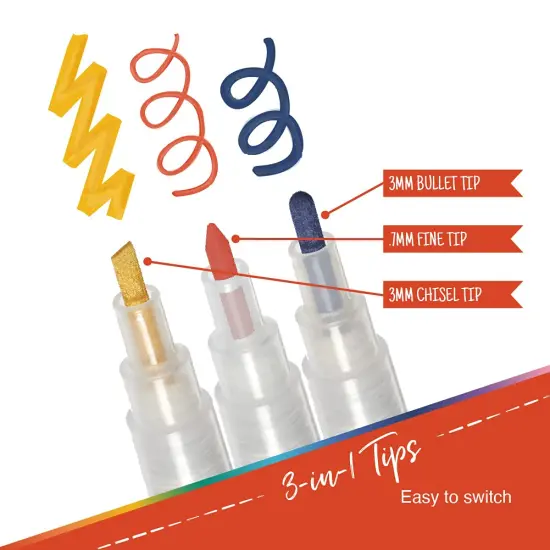 Crafts 4 All Acrylic Paint Markers Set - 12, Fine-Tip Acrylic Paint Pens for Rock Painting, Glass, Wood, Canvas and Fabric - Non-Toxic, Permanent Acrylic Markers for Pumpkin Painting Kit {6}