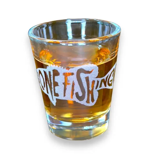 2oz Gone Fishing Shot glass {1}
