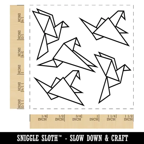 Flock of Origami Paper Birds Self-Inking Rubber Stamp Ink Stamper Black {1}