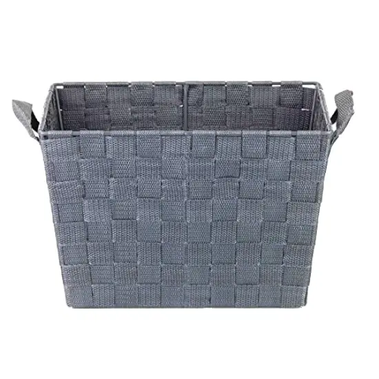 Non-Woven Strap Handle Bin, Storage Basket Organizer, (Grey, Medium) {5}