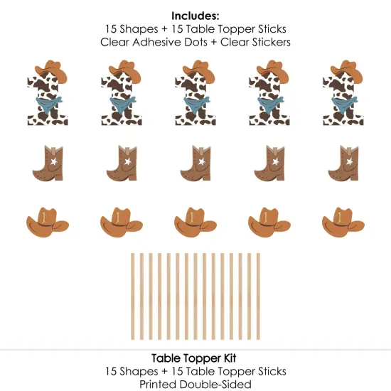 Big Dot of Happiness My First Rodeo - Little Cowboy 1st Birthday Party Centerpiece Sticks - Table Toppers - Set of 15 {7}
