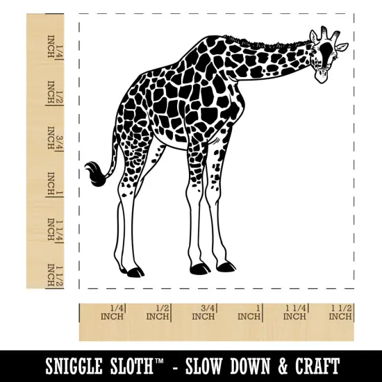 Curious African Giraffe Self-Inking Rubber Stamp Ink Stamper Red {1}