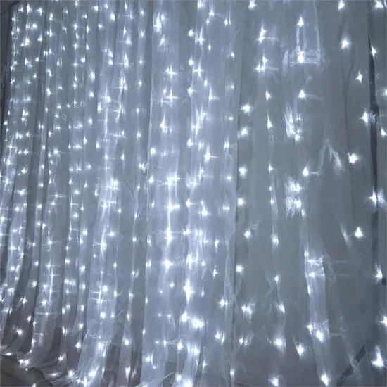 BACKDROP 18ft x 9ft Organza LED Lights Photo Background White {1}