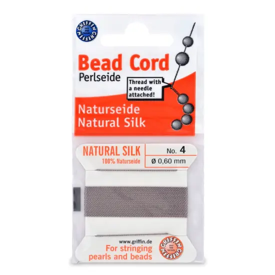 Beadalon Natural Silk Bead Cord .6mmX2m-Grey {1}