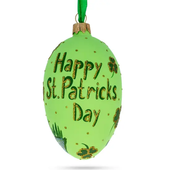 Happy St Patrick's Day Egg Glass Ornament 4 Inches {4}