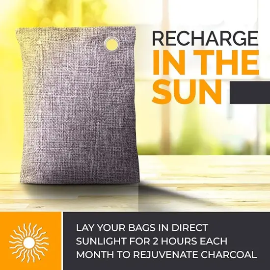 Activated Charcoal Odor Absorber 10x3.5oz w Hooks. Nature Fresh Bamboo Charcoal Air Purifying Bag Home Closet Air Freshener Deodorizer Odor EliRAHEEVtor | RAHEEV&reg; {2}