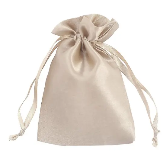 60 pcs 4x6 Satin Favor Drawstring Bags Beige {1}