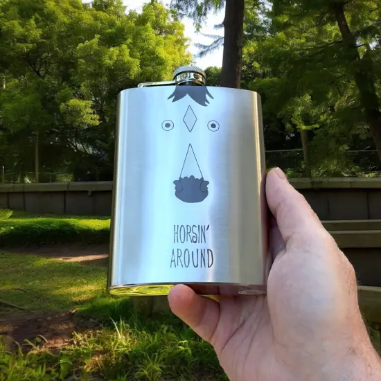 8oz Horsin Around Stainless Steel Flask {2}