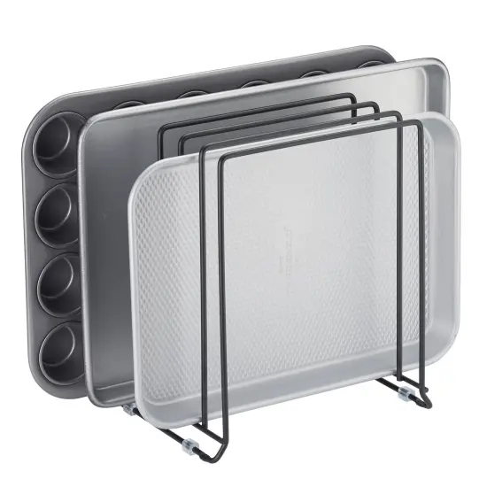 mDesign X-Large Steel Storage Tray Organizer Rack for Kitchen Cabinet {1}