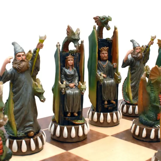 WE Games Hand Painted Dragon Themed Chess Pieces with 4.7 in. King. {3}