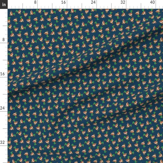 Various Fabrics by the Yard or Fat Quarter Mallard Ducks Navy Blue Cute Birds Small Scale Custom Printed Fabric by Spoonflower {1}