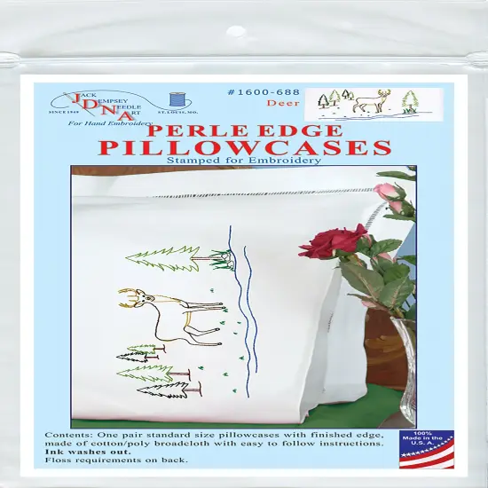Jack Dempsey Stamped Pillowcases W/White Perle Edge 2/Pkg-Deer {1}
