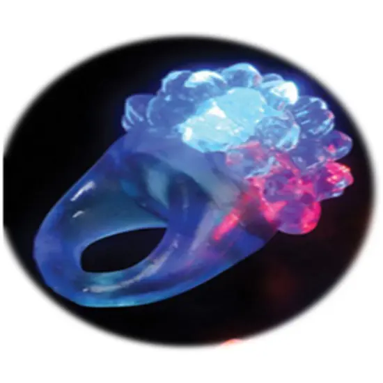 Blue Flashing LED Light Up Costume Accessory Bumpy Gel Ring {1}