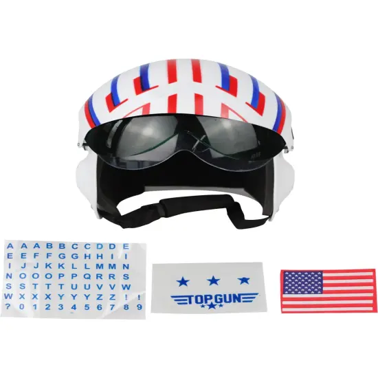 Adult's White Top Gun Pilot Helmet With Stickers Costume Accessory {1}