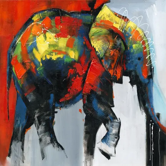 ABSTRACT AND COLORFUL ELEPHANT IN MOTION Poster Print by Atelier B Art Studio Atelier B Art Studio - Item # VARPDXBEGANI20 {1}