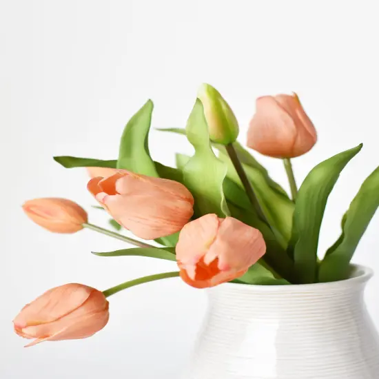 11.75" Faux Real Touch Orange Sorbet Tulip Stem Bundle {4}