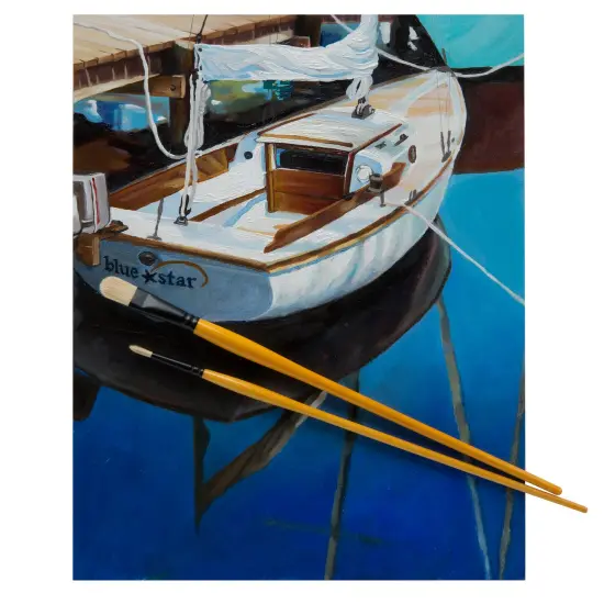 Mimik Hog Professional Synthetic Hog Bristle Paint Brush- Versatile Alternative to Natural Hog Hair Paint Brushes for Oil Painting, Acrylics, Inks, Gouache, Watercolors- Bright- 2 Packs {7}