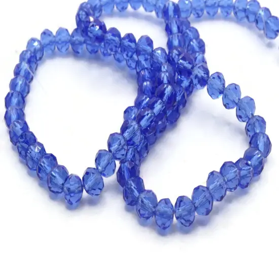 92 6mm Blue Faceted Rondelle Glass Beads {6}