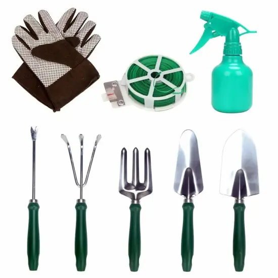 9-Piece Garden Tools Set with Gloves and Colorful Tote Gardening Hand Tools Kit {5}