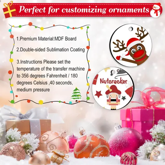 35 PCS Sublimation Ornament Blanks, Round Blank Sublimation Ornaments Sublimation Christmas Ornament Blanks for Christmas Tree Décor, DIY Handmade Crafts(2.76 inches) {5}