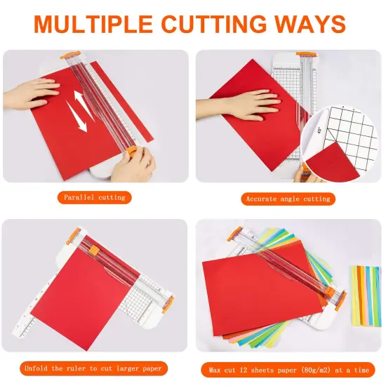 12 Inch Titanium Paper Trimmer Scrapbooking Tool with Automatic Security Safeguard and Side Ruler for A4, Craft Paper, Label, Photo and Cardstock White {5}