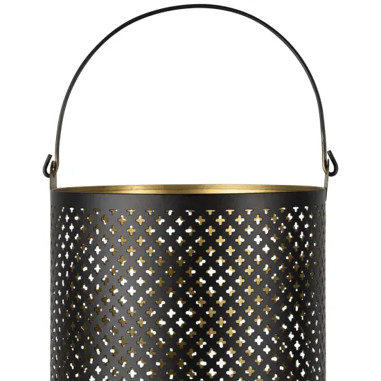 Northlight Iron Mesh Candle Holders with Handles - 10" - Black and Gold Finish - Set of 3 {7}