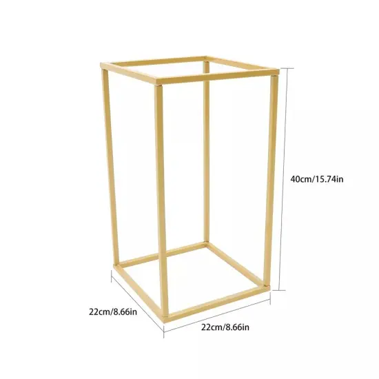 2pcs Square Gold Column Stand Wedding Party Venue Decorative Rack Metal Holder {4}
