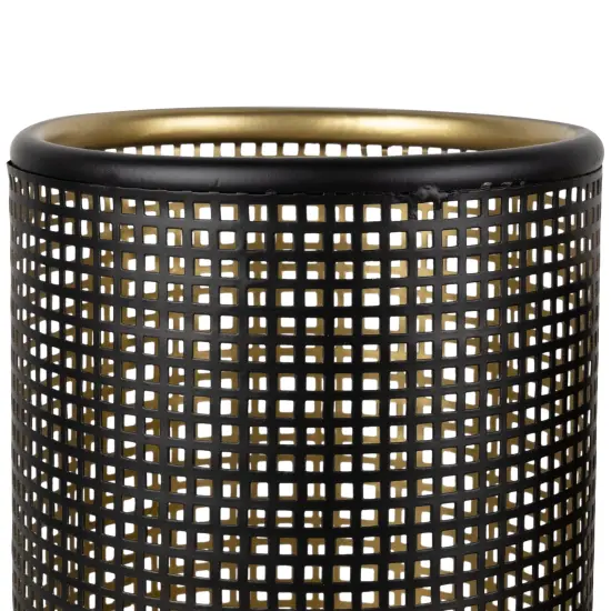 Northlight Iron Grid Pillar Candle Holders - 12" - Black and Gold Finish - Set of 3 {6}