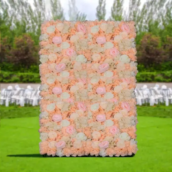 6Pcs Wedding Artificial Dark Champagne Flower Wall Panels Backdrop Venue Decor {4}
