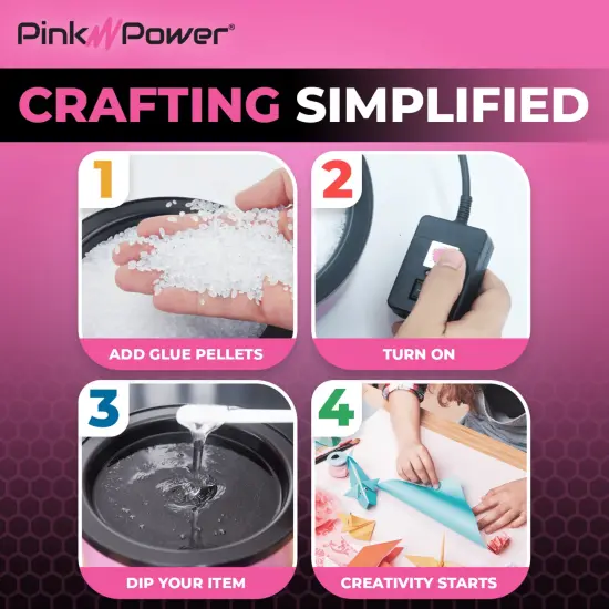 Pink Power Electric Hot Glue Pot for Crafts with Adjustable Temp 225-400 F - 160ml Hot Glue Skillet for Crafting - Glue Guns for Crafters - Mini Electric Skillet {5}
