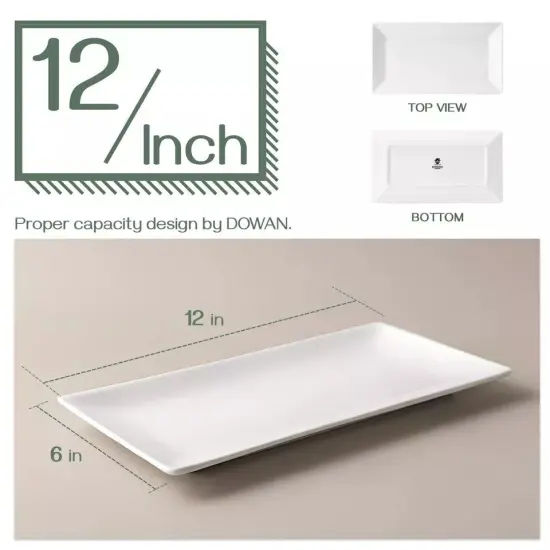 4Pcs 12" Rectangle Plate Serving for Party Wedding Steak Taco Sushi White {5}