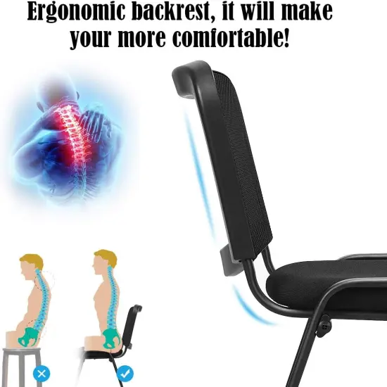 Set of 5 Conference Chair, Desk Chair No Wheels with Foot Pads, 5 Pack Executive Chairs, Lobby Chair, Reception Chairs for Home & Office, Meeting, Waiting Room, Stackable Guest Chairs, Black {4}