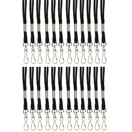 Standard Lanyard Hook Rope Style, Black, Pack of 24 {1}