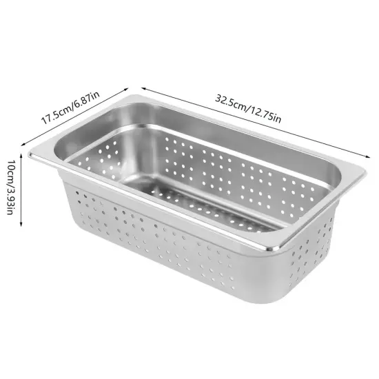 2 PCS 1/3 Size Perforated Steam Table Food Pan 4" Deep Hotel Pan Stainless Steel {4}