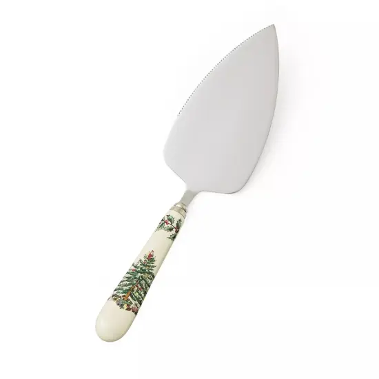 Spode Christmas Tree 10.5" Cake Knife/Server, Fine Porcelain & Stainless Steel {1}