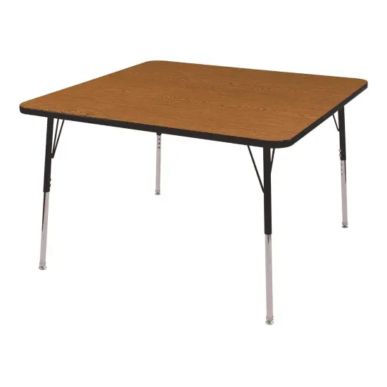 Adjustable-Height Rectangle Activity Table, 48" W X 48" D, Gray/Black, NOR-RCE4848C-GBK, Grey/Black Grey Blue {4}