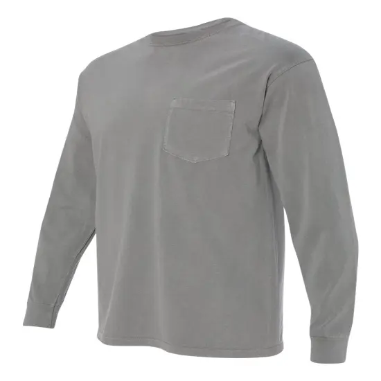 Comfort Colors&reg; Garment-Dyed Heavyweight Crewneck Long Sleeve Pocket T-Shirt Grey {5}