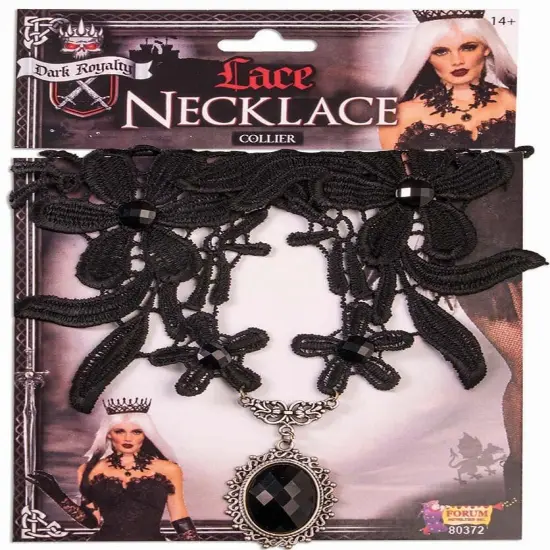 Dark Royalty Black Lace Adult Costume Necklace {1}