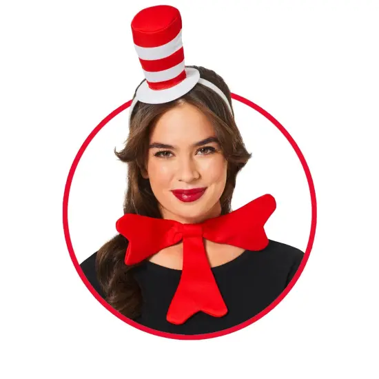 Dr Seuss Cat In The Hat Headband and Bowtie Adult Costume Kit {1}