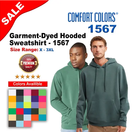 Comfort Colors&reg; Garment-Dyed Hooded Long Sleeve Sweatshirt Pepper {2}