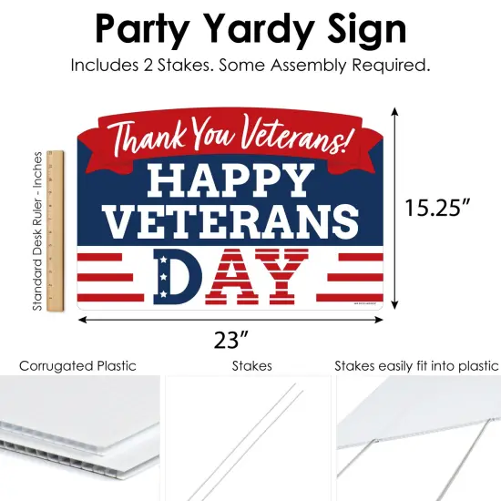 Big Dot of Happiness Happy Veterans Day - Patriotic Yard Sign Lawn Decorations - Thank You Veterans Party Yardy Sign {7}