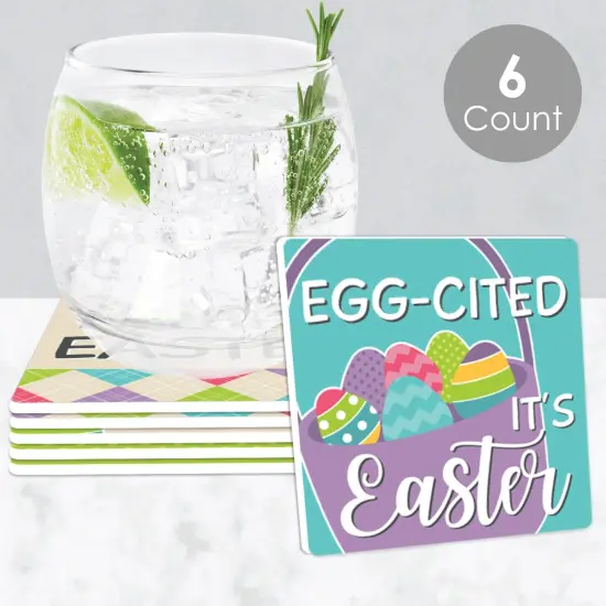 Big Dot of Happiness Hippity Hoppity - Funny Easter Bunny Party Decorations - Drink Coasters - Set of 6 {3}