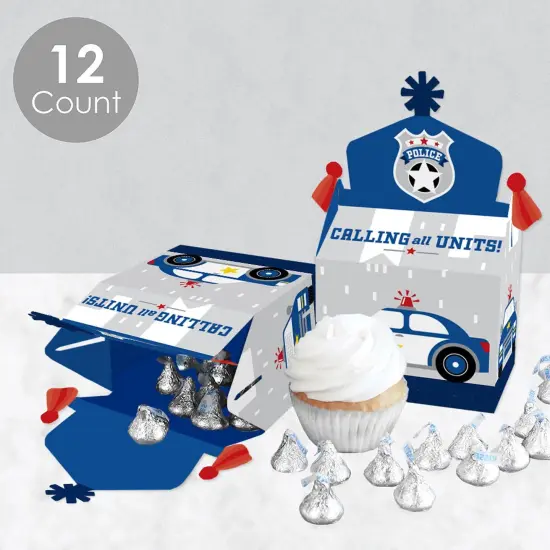 Big Dot of Happiness Calling All Units - Police - Treat Box Party Favors - Cop Birthday Party or Baby Shower Goodie Gable Boxes - Set of 12 {4}