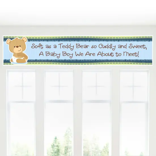 Big Dot of Happiness Boy Baby Teddy Bear - Baby Shower Decorations Party Banner {6}