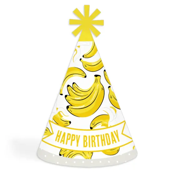 Big Dot of Happiness Let&rsquo;s Go Bananas - Cone Happy Birthday Party Hats for Kids and Adults - Set of 8 (Standard Size) {1}