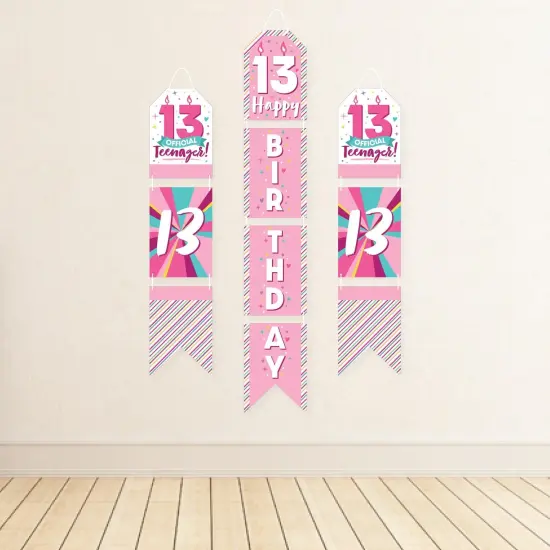 Big Dot of Happiness Girl 13th Birthday - Hanging Vertical Paper Door Banners - Official Teenager Birthday Party Wall Decor Kit - Indoor Door Decor {4}