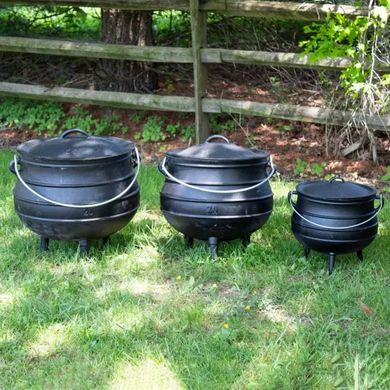 Lehman's Campfire Cooking Kettle Pot - Cast Iron Potjie Dutch Oven with 3 Legs and Lid {2}